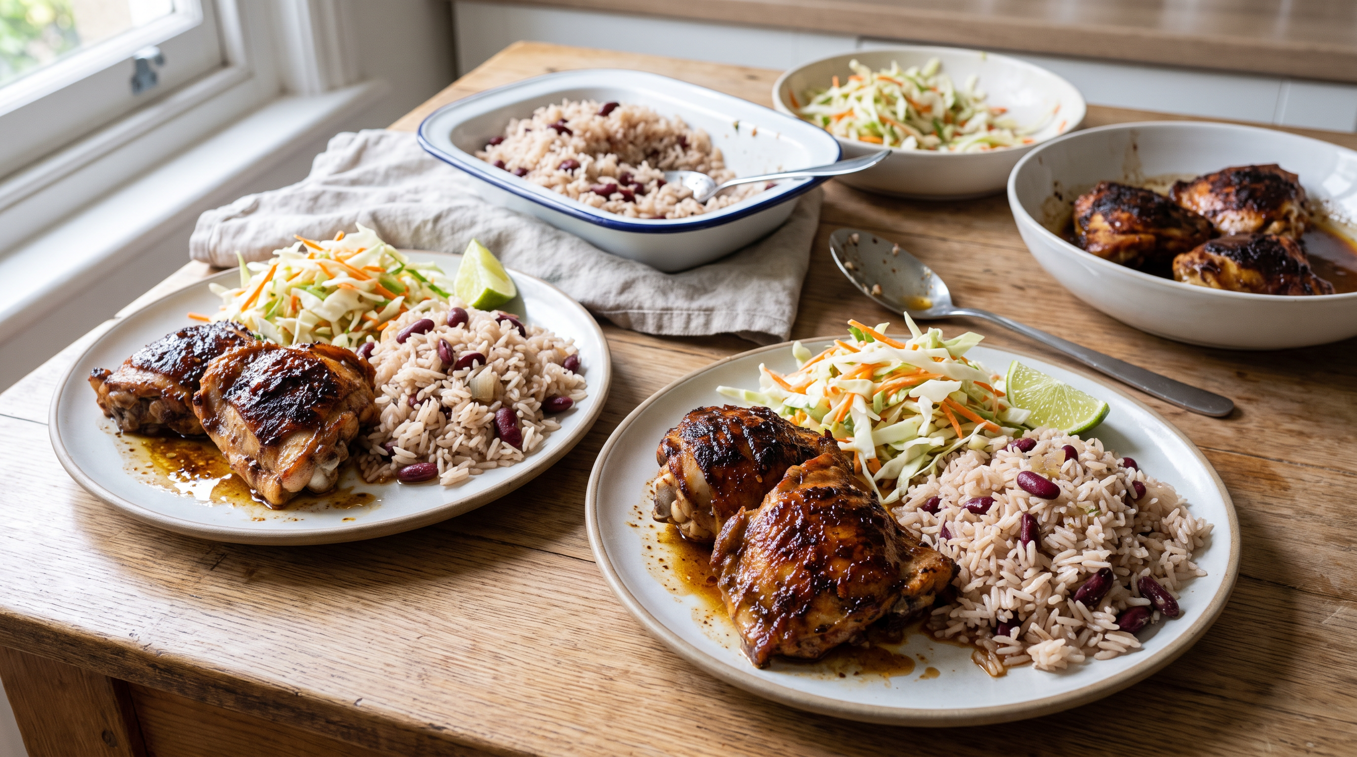 Jerk Chicken with Rice and Peas