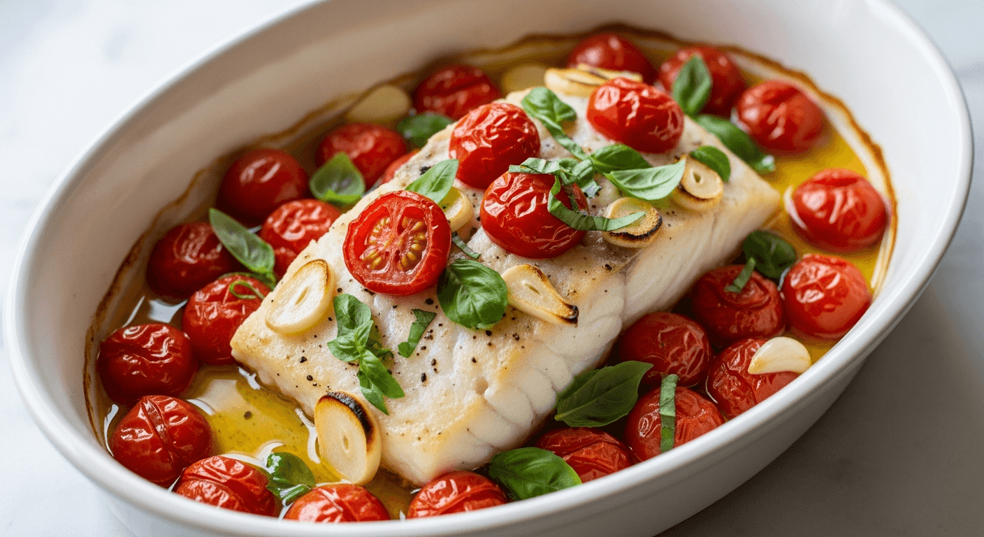 Oven-Baked Cod with Tomato and Basil
