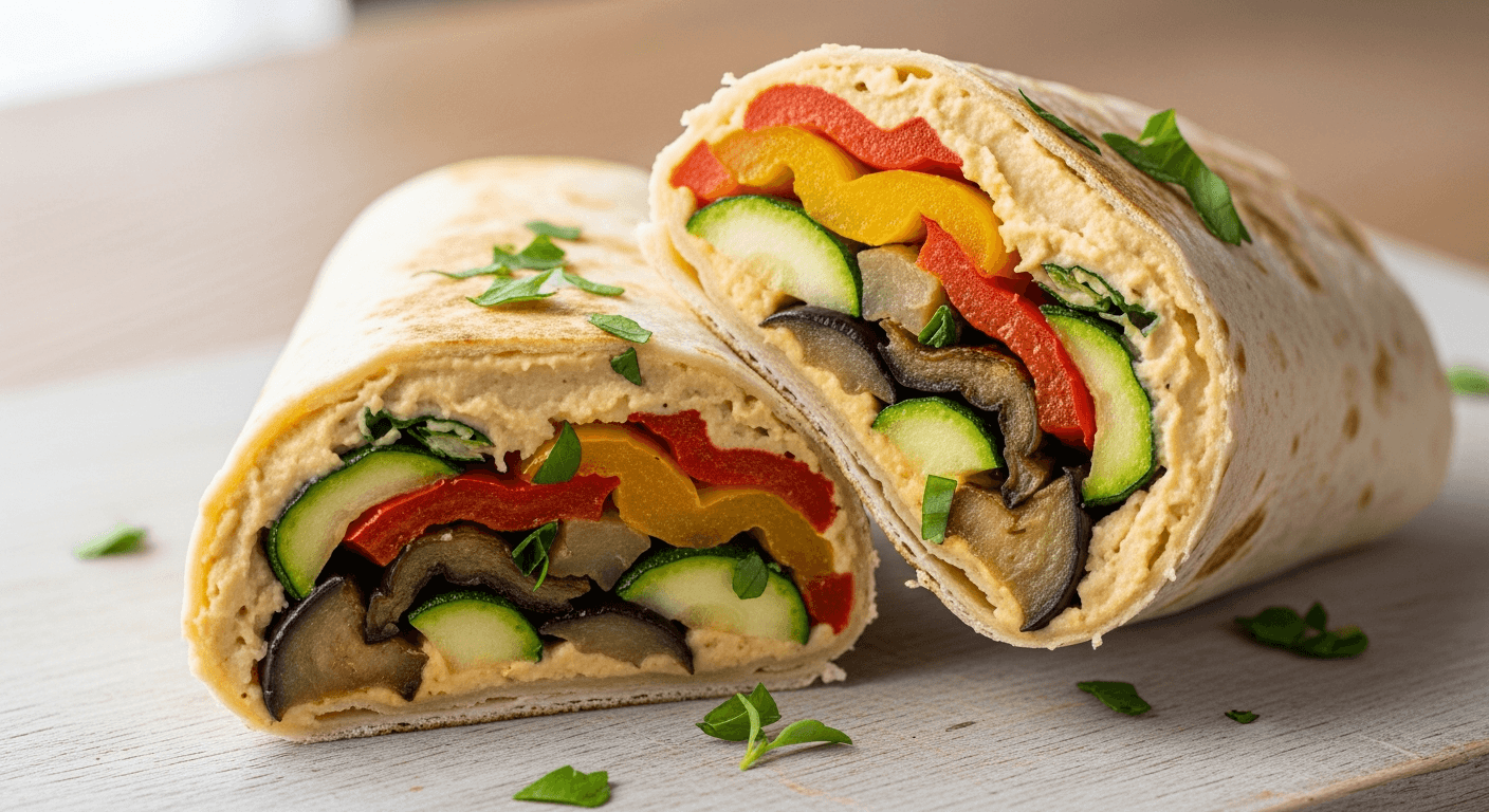Roasted Vegetable and Hummus Wrap