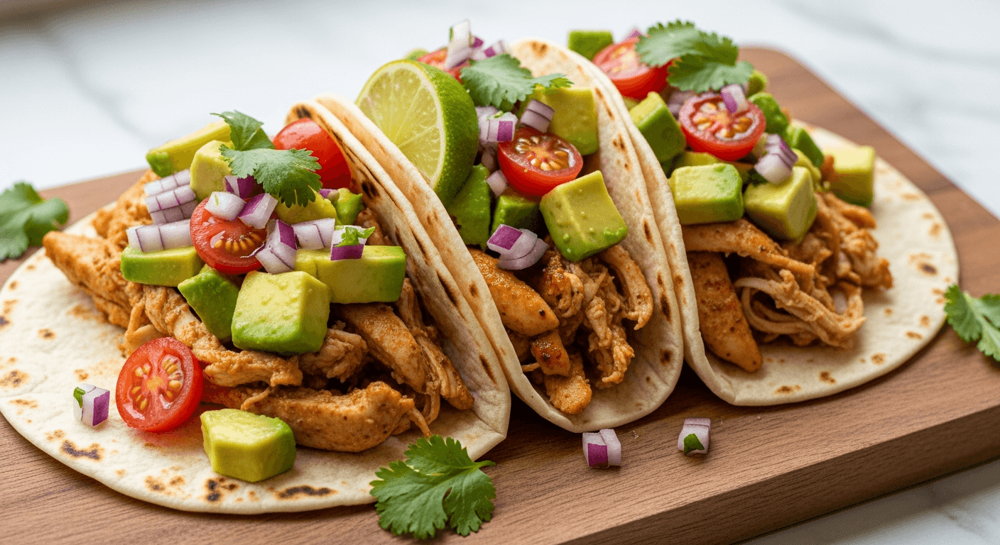 Chicken Tacos with Avocado Salsa
