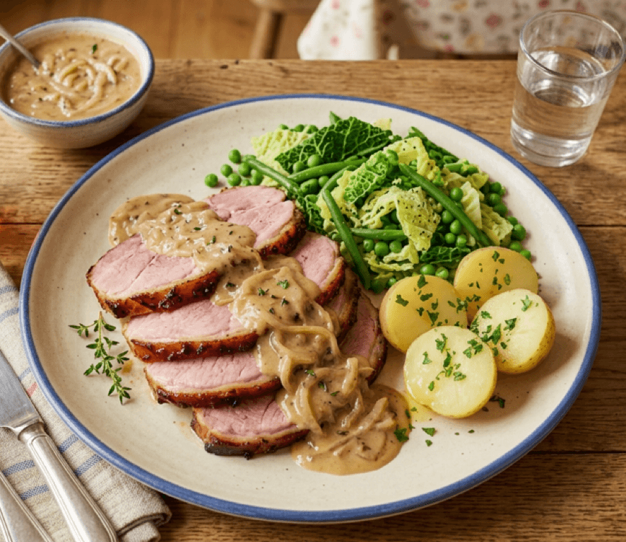 Roast Gammon with Onion Sauce
