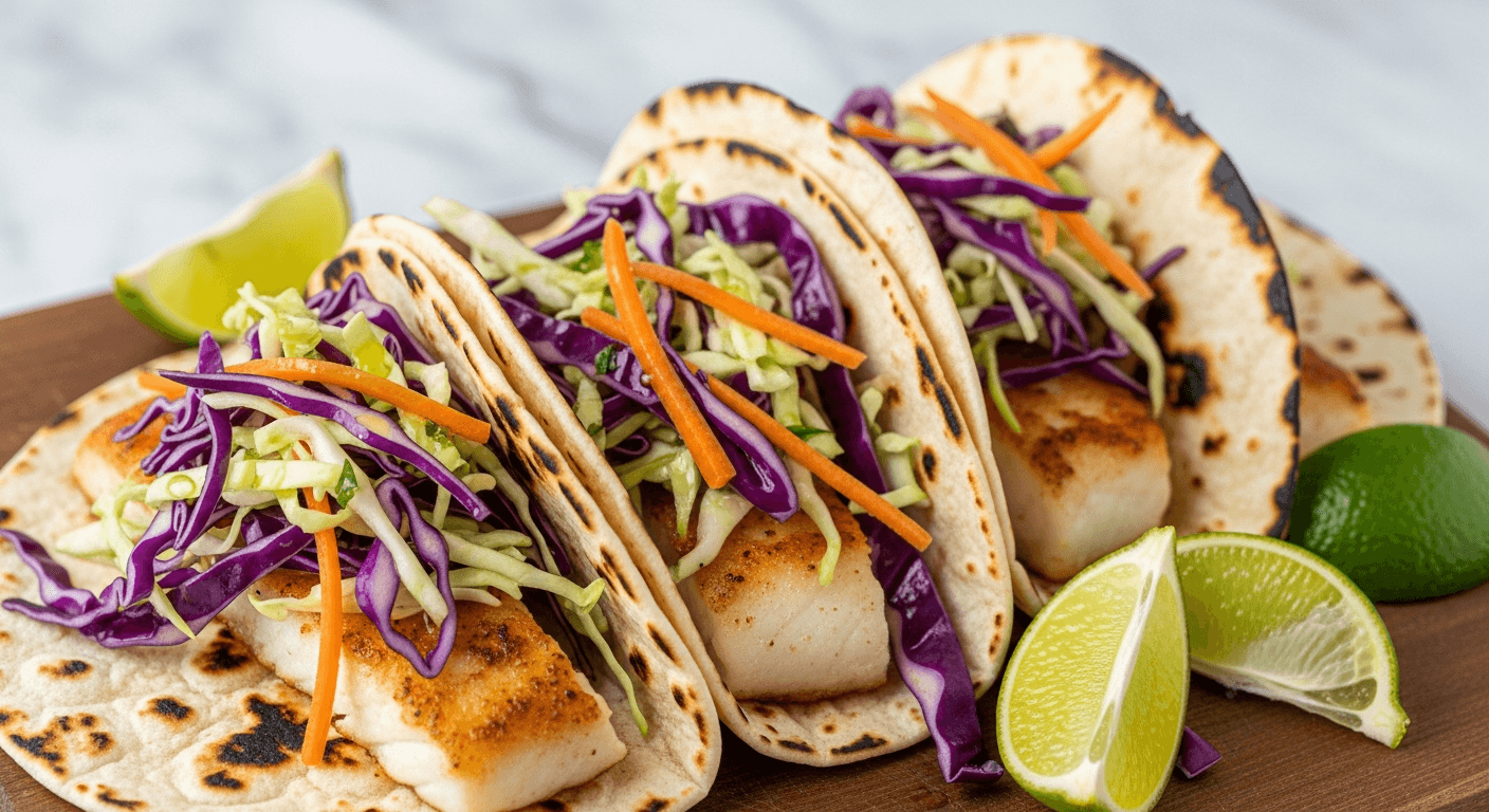 Fish Tacos with Cabbage Slaw