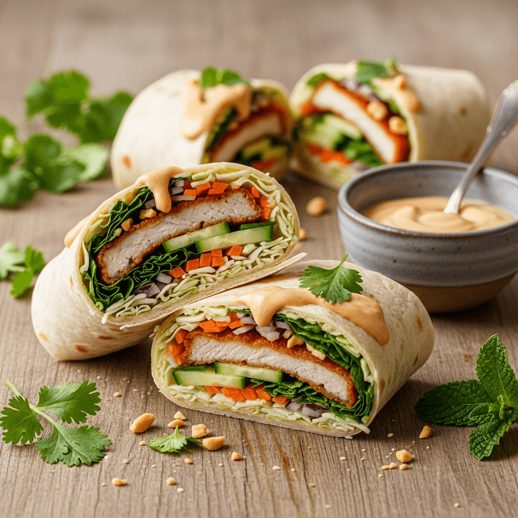 Crispy pork wraps with hoisin sesame sauce